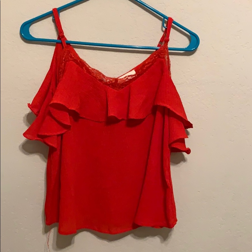 Red tank with lace